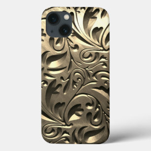Case-Mate iPhone Case Or élégant gravé aspect métal floral abstrait