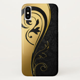 Case-Mate iPhone Case Or et conception florale de noir