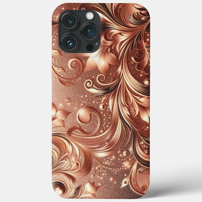 Coques Case-Mate iPhone Or et fleurs roses modernes et élégants6 (Verso)