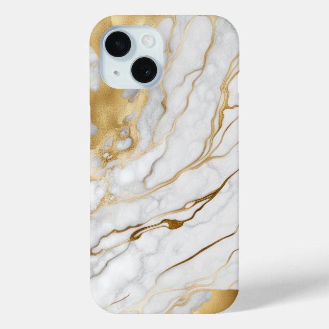 Coques Case-Mate iPhone Or et Marbre blanc Abstrait (Verso)
