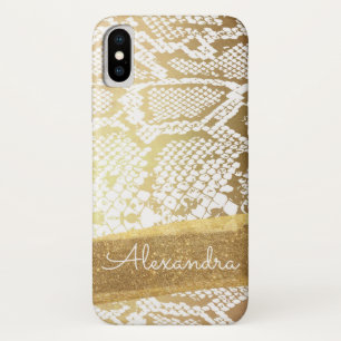 Etui iPhone Case-Mate Or et motif blanc de serpent avec des parties