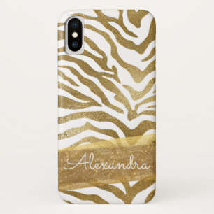 Coques Pour iPhone Or et poster de animal blanc avec des parties