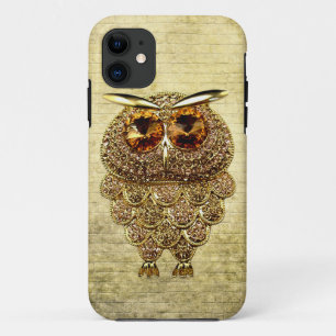 Case-Mate iPhone Case Or imprimé et bijou ambre de hibou