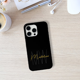 Coque iPhone 15 Pro Max Or Monogramme Moderne Chic