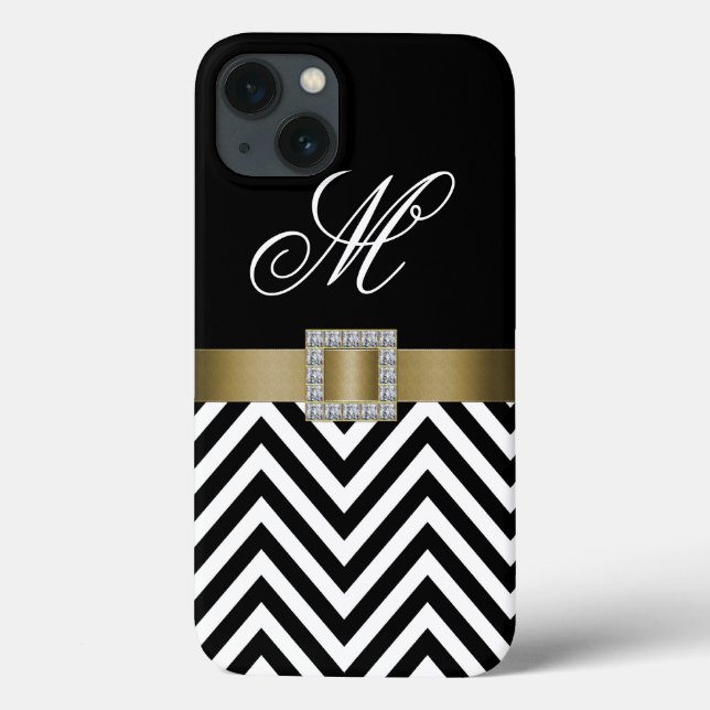 COQUES Case-Mate iPhone OR NOIR CHEVRON VOTRE MONOGRAM (Verso)