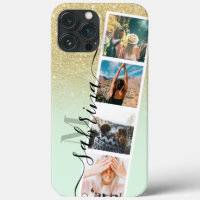 or ombre 4 photo grille collage nom mint monogramm