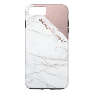 Coque iPhone 7 Plus Or rose de marbre blanc chic à la mode