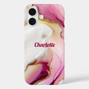 Coque Pour iPhone 16 Or rose Fuchsia