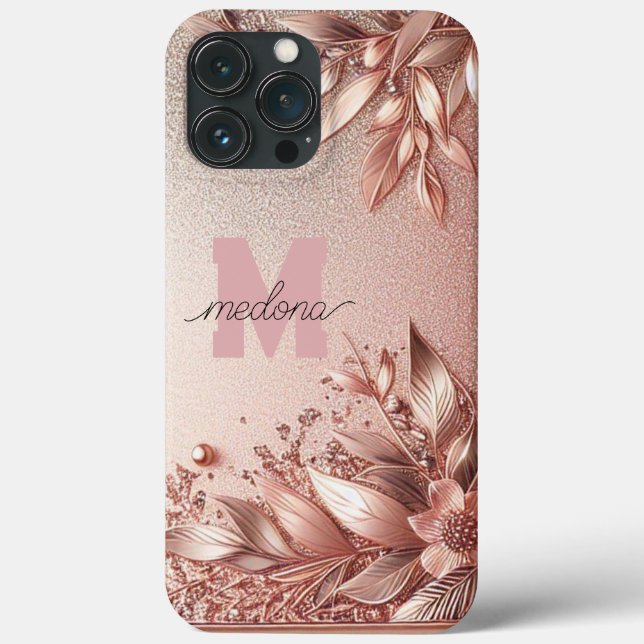 Coques Case-Mate iPhone Or rose moderne élégant avec courbe florale11 (Verso)