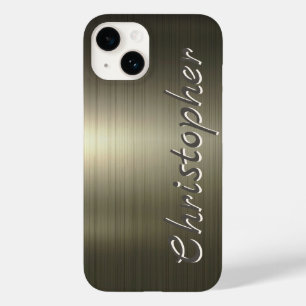 Coque Pour iPhone 14 Or titane acier inoxydable métal