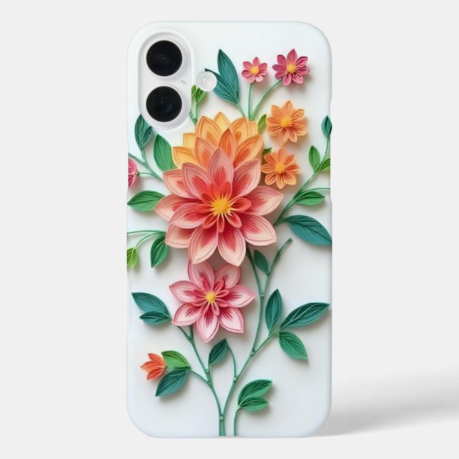 Coques Case-Mate iPhone Orange and Pink Floral  (Verso)