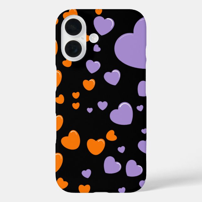 Coques Case-Mate iPhone orange and purple hearts polka dots (Verso)