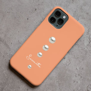 Coque iPhone 15 Pro Max orange avec perles