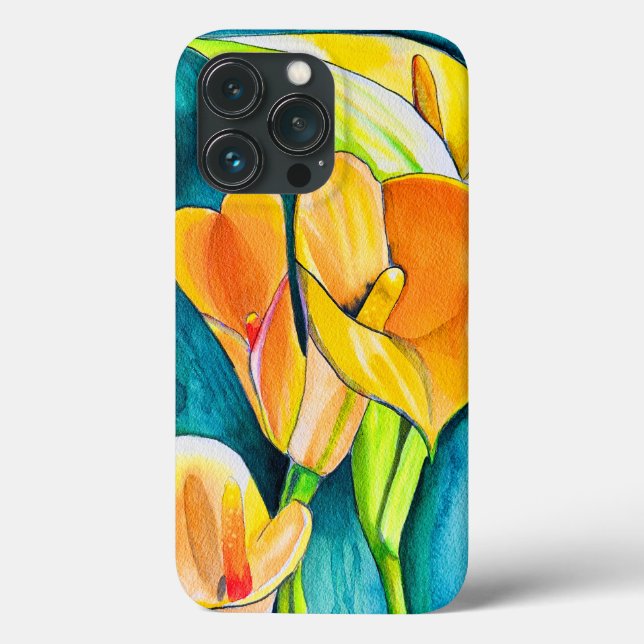 Coques Case-Mate iPhone Orange Calla fleurs de laine aquarelle art (Verso)