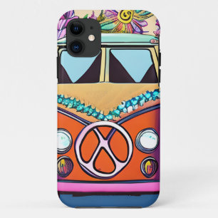 Case-Mate iPhone Case Orange Floral Retro Hippie Van Art Vintage