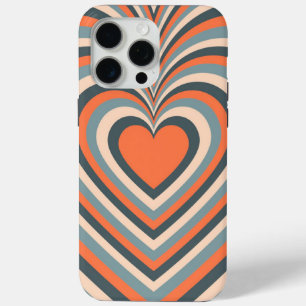 Coque iPhone 15 Pro Max Orange Grey Hypnotique Motif d'amour du coeur