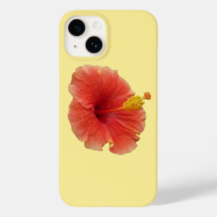 Coque Pour iPhone 14 Orange Hibiscus Fleur Tropical Floral