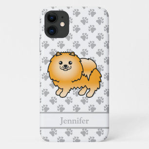 Case-Mate iPhone Case Orange Poméranien mignon Dessin et Nom