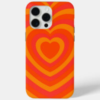 Orange Rouge Hypnotique Motif d'amour du coeur