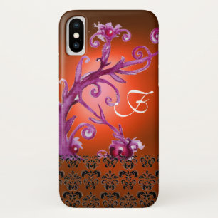Case-Mate iPhone CASE ORANGE ROUGE SWIRLS, MONOGRAMME DE DOMMASSE FLORAL