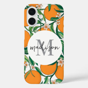 Coque Pour iPhone 16 Oranges d'été tendance Motif de fleurs d'agrumes