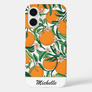 Coque Pour iPhone 16 Oranges personnalisées Agrumes Fruits Motif floral