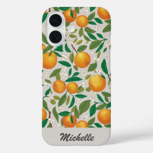 Coque Pour iPhone 16 Oranges personnalisées Agrumes Fruits Motif floral