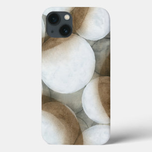 iPhone 13 Case Orbes blanches et cercles Brown