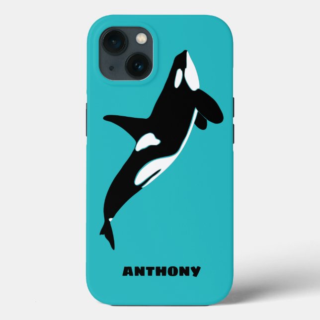 Coques Case-Mate iPhone Orcas Tueur Baleines Turquoise Bleu Personnalisé (Verso)