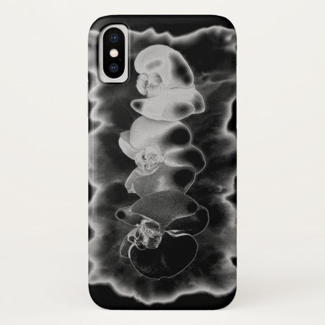 Coques Case-Mate iPhone Orchidée blanche noire peinture à fleurs tropicale (Dos)