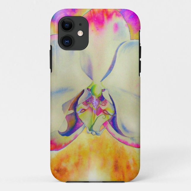 Coques Case-Mate iPhone Orchidée de feu rose, fleurs d'aquarelle surréalis (Dos)