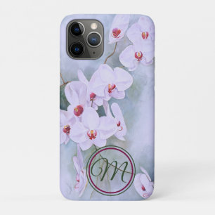 Case-Mate iPhone Case Orchidées blanches Centres roses Aquarelle Monogra