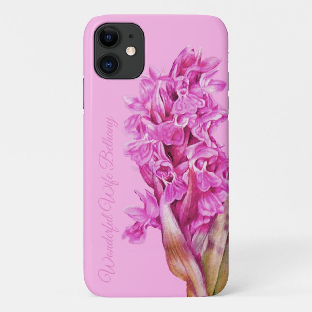 Coques Case-Mate iPhone Orchidées fleurs rose aquarelle art personnalisé (Dos)