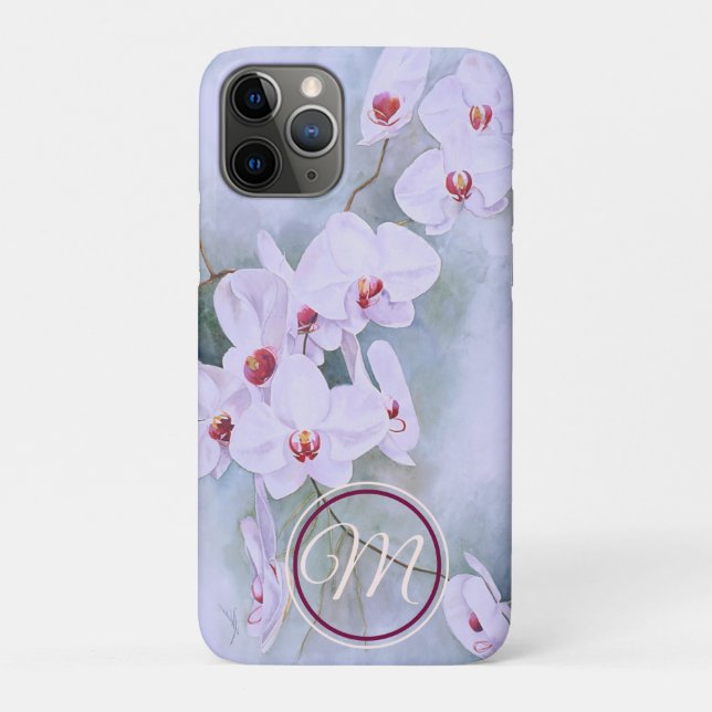 Coques Case-Mate iPhone Orchidées Florales Blanches Rubis Aquarelle Throsé (Dos)