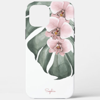 Case-Mate iPhone Case Orchidées roses sur Monstera Flore tropicale avec 
