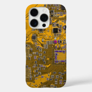 Coques iPhone 16 Pro Ordinateur Geek Circuit Board Light Orange