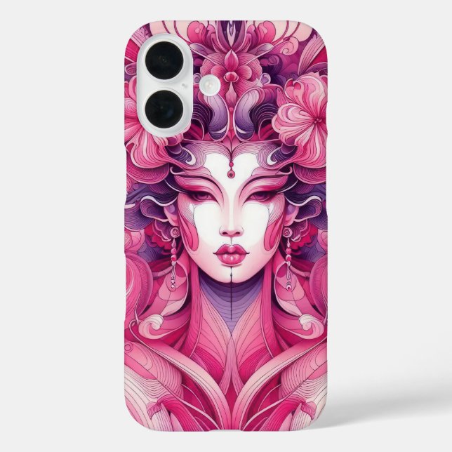 Coques Case-Mate iPhone Oriental abstrait symétrique Geisha fleurs roses (Verso)