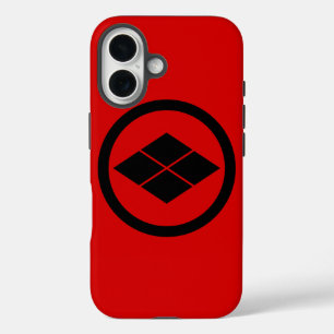Coque Pour iPhone 16 Oriental Noir Rouge Takeda Japon Mon Vector Art