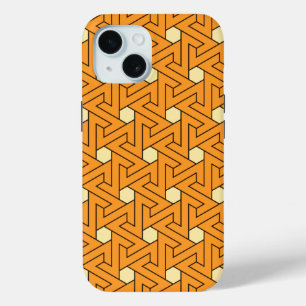 Coque Pour iPhone 15 Oriental Orange Beige Triskelion Motif égyptien