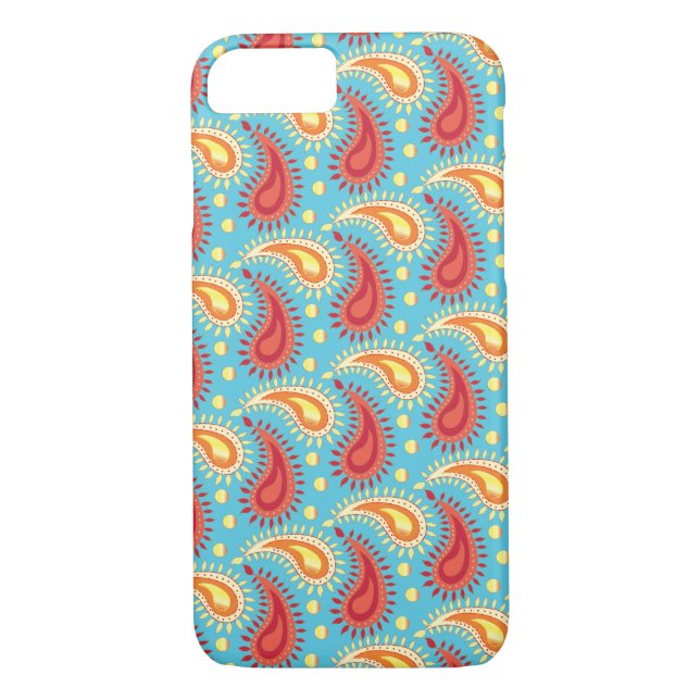 Coques Case-Mate iPhone Oriental Turquoise Orange Perse Motif Paisley (Dos)