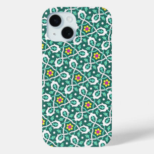 Coque Pour iPhone 15 Oriental Vert Blanc Ottoman Vin Turc Motif