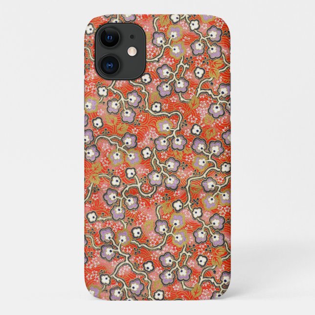 Coques Case-Mate iPhone Origami japonais rouge pourpre en fleurs (Dos)