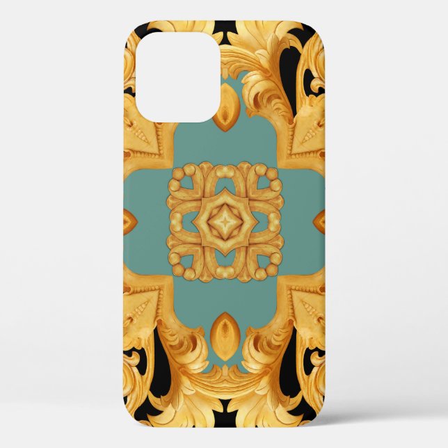 Coques Case-Mate iPhone Ornement baroque doré éléments 3D (Verso)