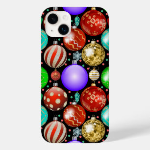 Coque Pour iPhone 14 Plus Ornements de Noël Boules colorées motif Noir B