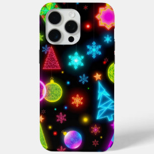Coque iPhone 15 Pro Max ornements de Noël néon