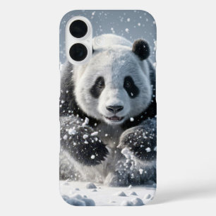Coque Pour iPhone 16 Ours De Panda Courir Dans La Neige