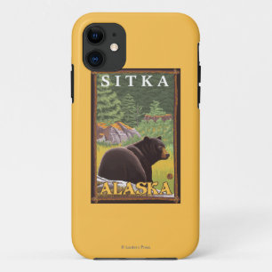 Coque iPhone 11 Ours noir en forêt - Sitka, Alaska