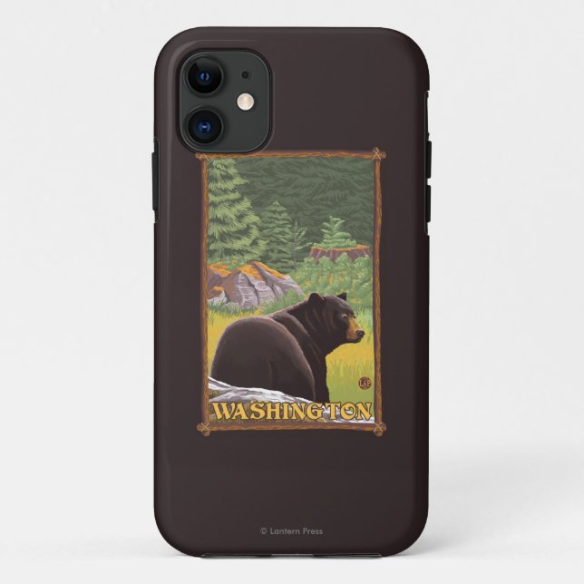 Coques Case-Mate iPhone Ours noir en forêt - Washington (Dos)