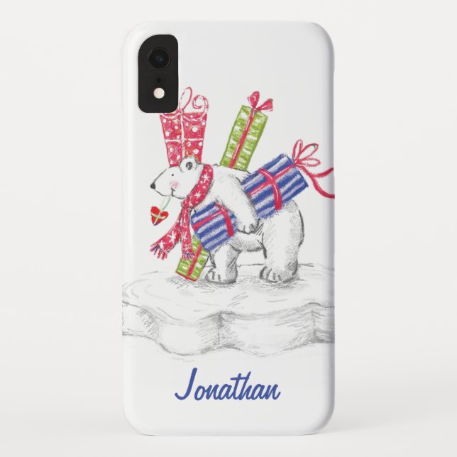 Coques Case-Mate iPhone Ours polaire en caricature mignonne avec cadeaux d (Dos)