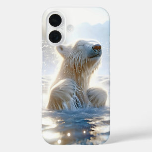 Coque Pour iPhone 16 Ours Polaire S'Éclaboussant Dans L'Eau Arctique